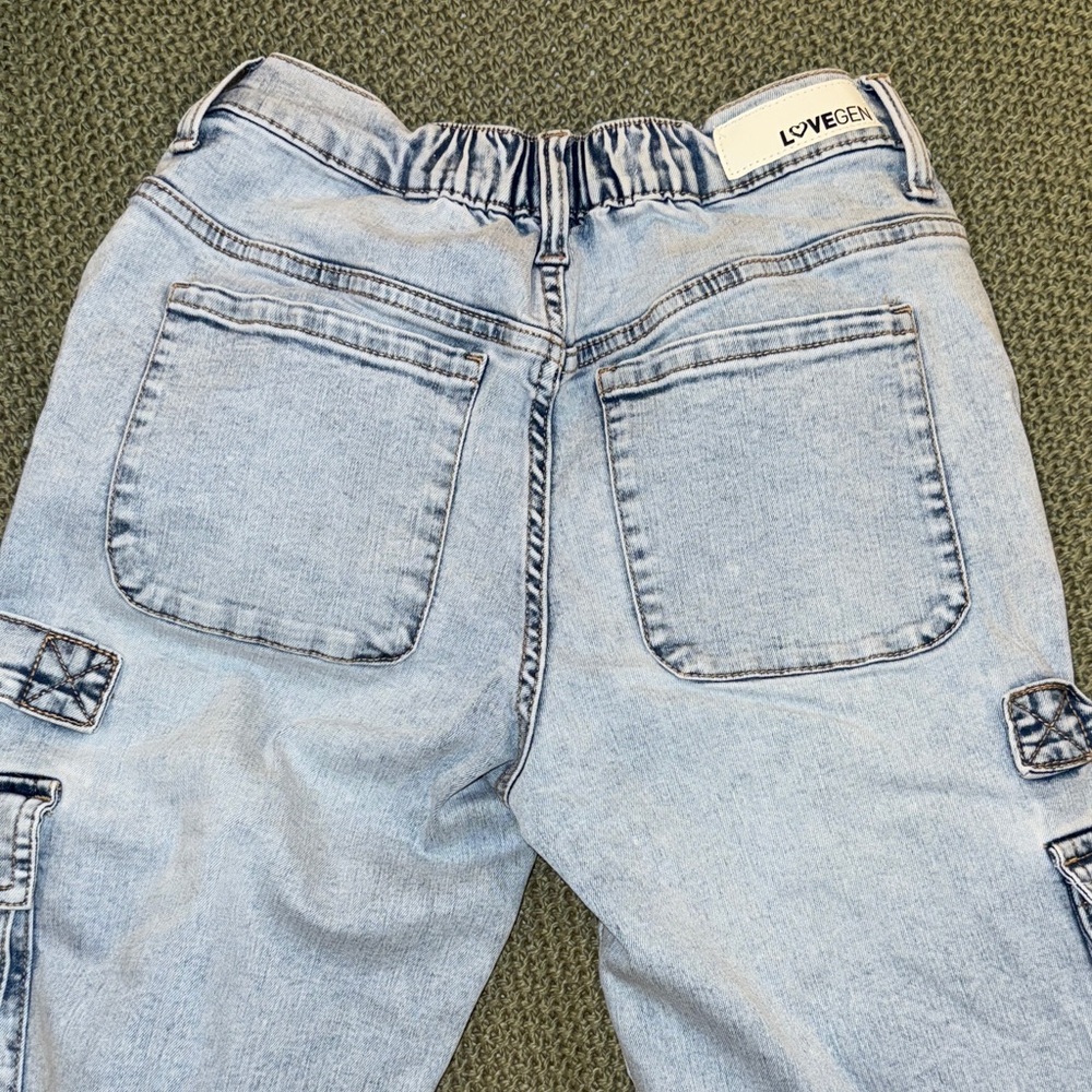 Women's Light Blue Cargo Jeans - Picture 3 of 3
